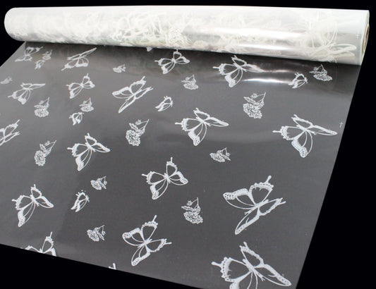 Florist Film 4CW Butterfly on Clear Film on Clear Film - Premium Wrapping for Floral Bouquets & Gifts