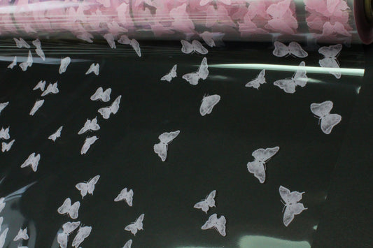 Florist Film Small Pink Butterfly on Clear Film on Clear Film - Premium Wrapping for Floral Bouquets & Gifts (Copy)
