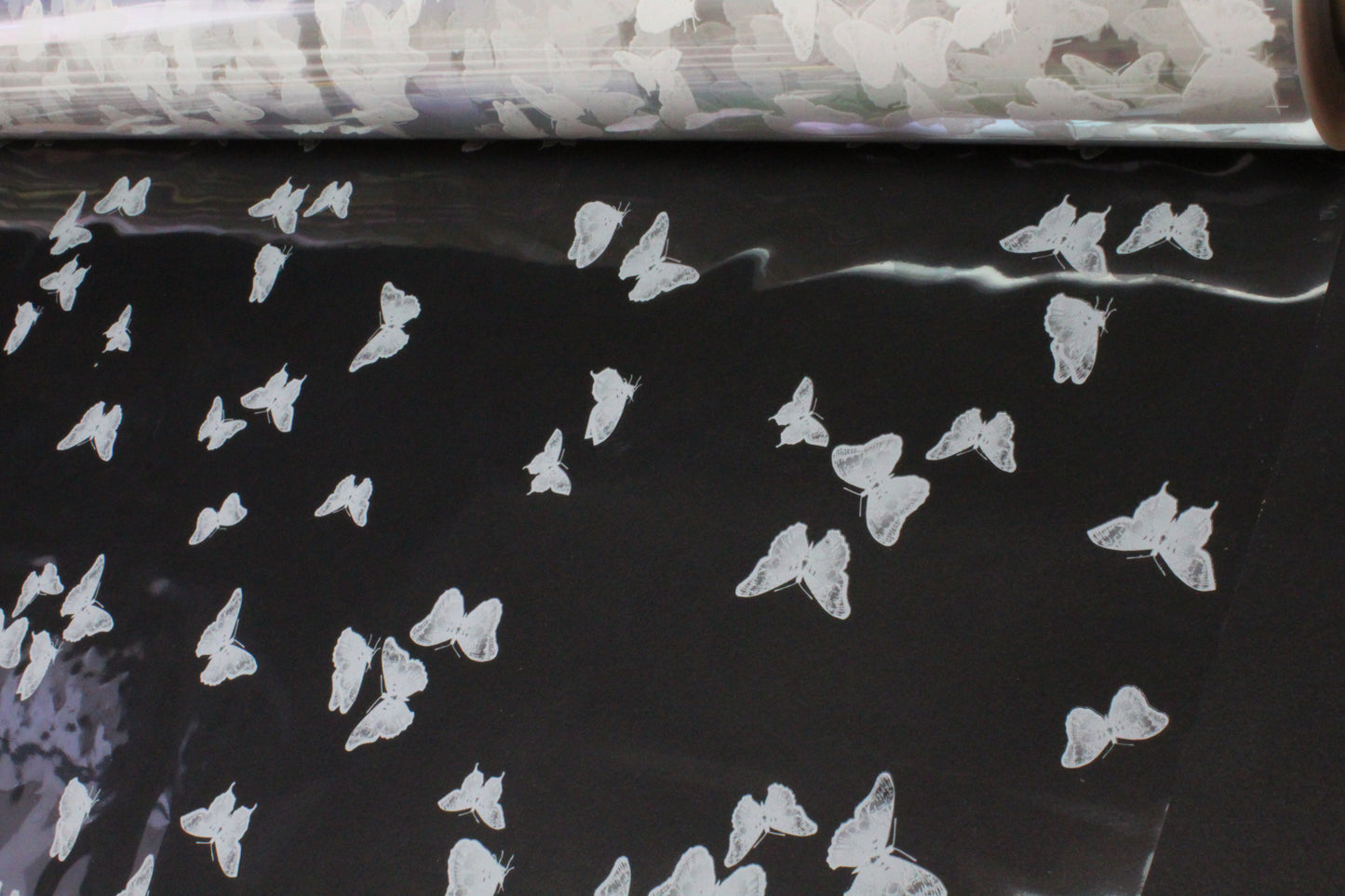 Florist Film Small White Butterfly on Clear Film on Clear Film - Premium Wrapping for Floral Bouquets & Gifts