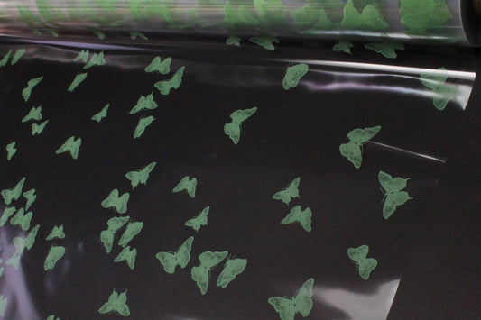 Florist Film Small Sage Butterfly on Clear Film on Clear Film - Premium Wrapping for Floral Bouquets & Gifts